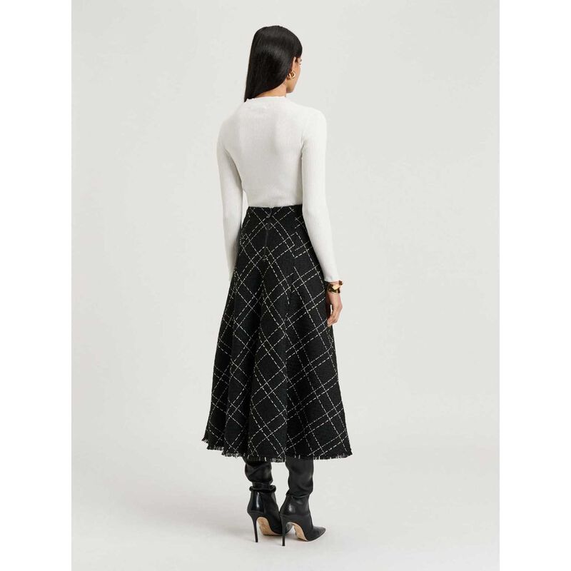 Veronika Maine Cotton Silk Blend Funnel Neck Ribbed Knit Top image number 1